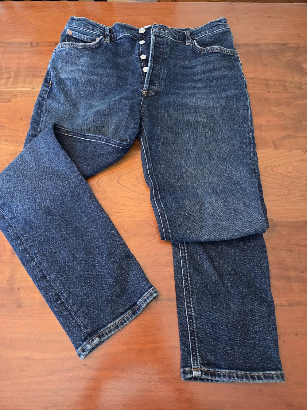 Woman's Agolde Nico Vintage Inspired High Rise Slim Staight Crop Button Fly Jean